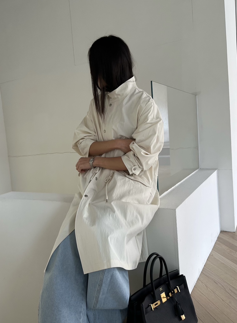 LE VASE韓國代購女士新品人氣推薦26春夏真品休閑長款風衣LE VASE長款風衣