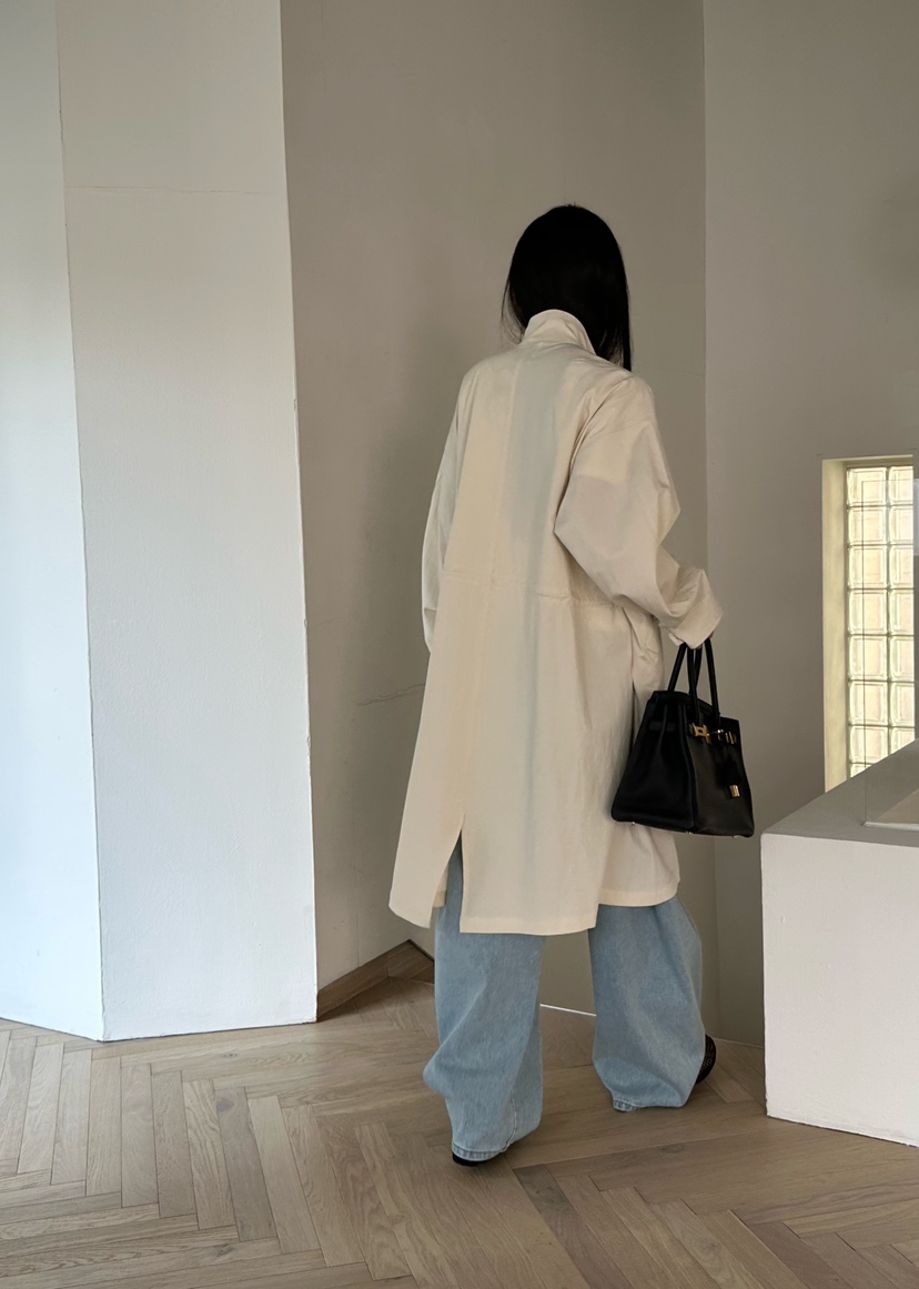 LE VASE韓國代購女士新品人氣推薦26春夏真品休閑長款風衣LE VASE長款風衣