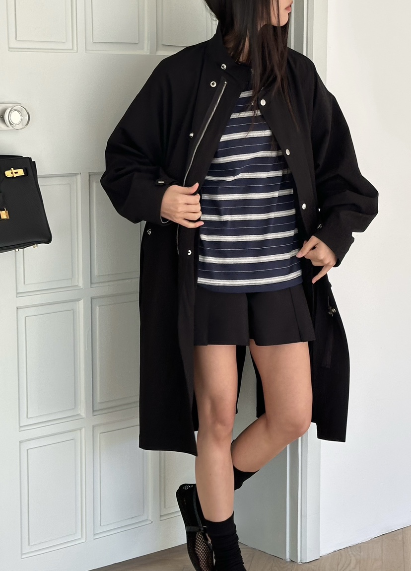 LE VASE韓國代購女士新品人氣推薦26春夏真品休閑長款風衣LE VASE長款風衣