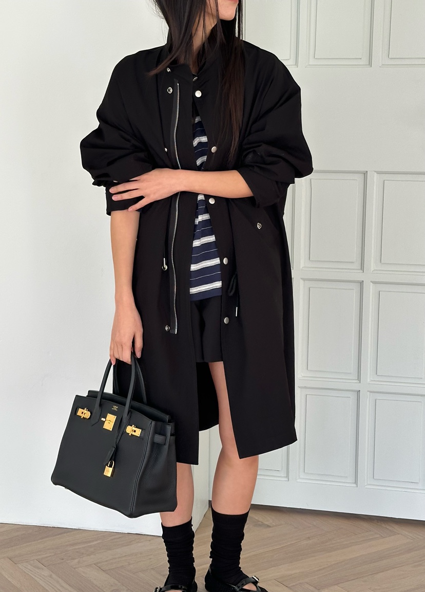 LE VASE韓國代購女士新品人氣推薦26春夏真品休閑長款風衣LE VASE長款風衣