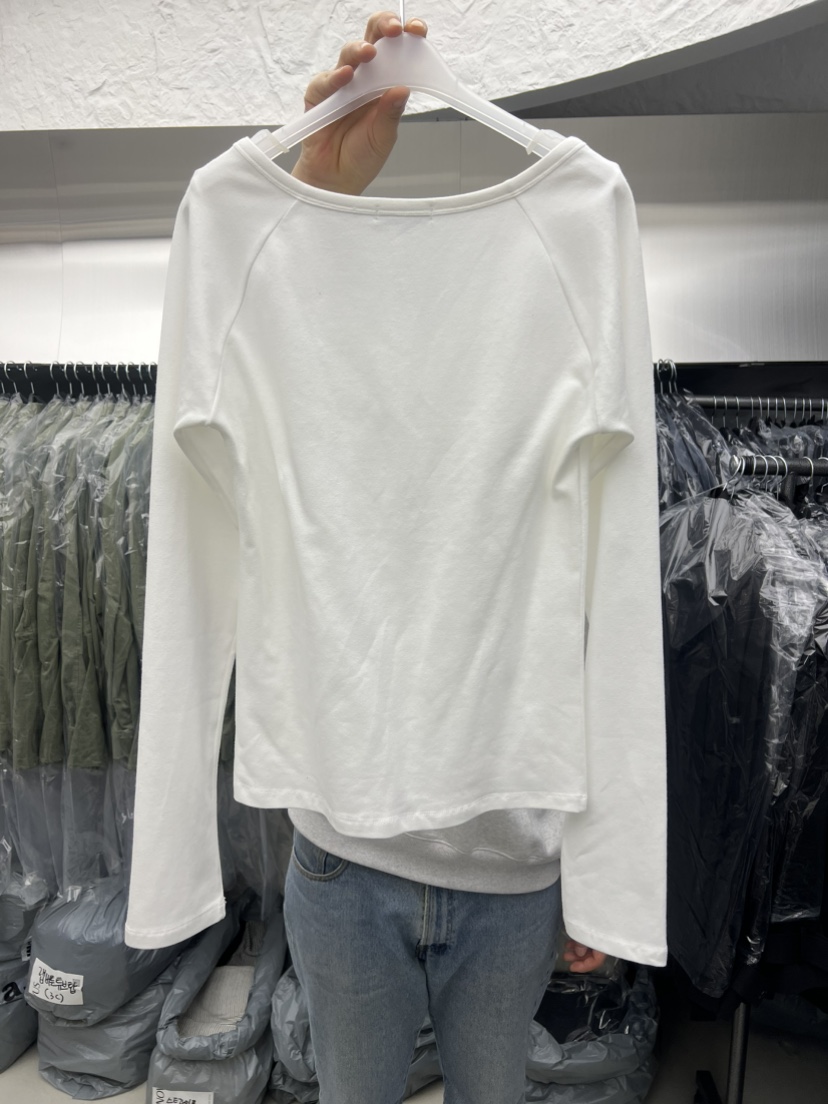 NOVUS東大門代購女裝新品推薦休閑真品職業長袖T恤V領紐扣NOVUS長袖T恤