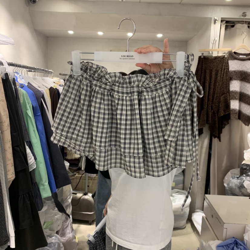 LOGROAD東大門實拍女士新品時尚職業真品人氣短裙荷葉邊格紋LOG ROAD短裙圖色1