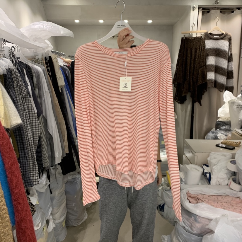 LOGROAD東大門代購女裝新款休閑推薦熱賣長袖T恤美利奴羊毛LOG ROAD長袖T恤圖色1
