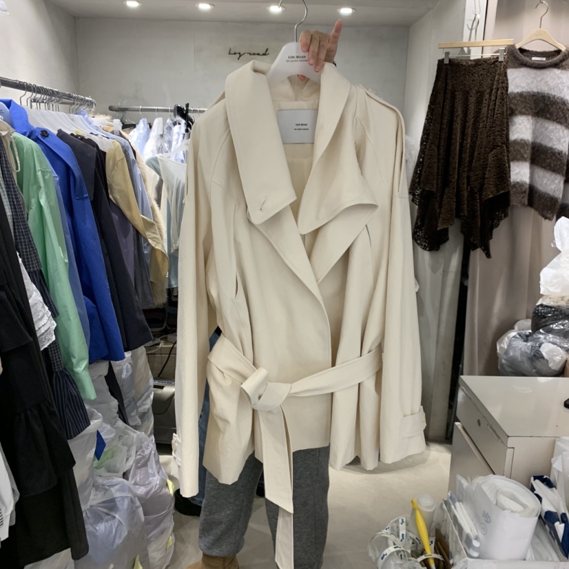 LOGROAD韓國代購女裝新品人氣熱賣職業真品休閑夾克含腰帶LOG ROAD夾克圖色3