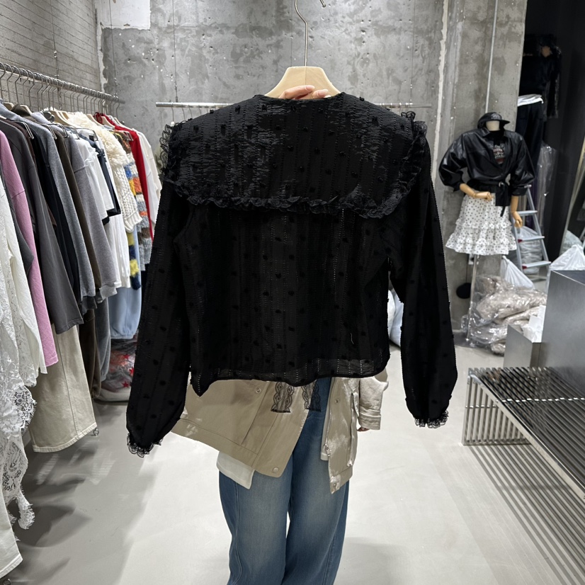 JUNI東大門代購女士新款時尚職業26春夏人氣襯衫蕾絲衫棉my juni襯衫/蕾絲衫