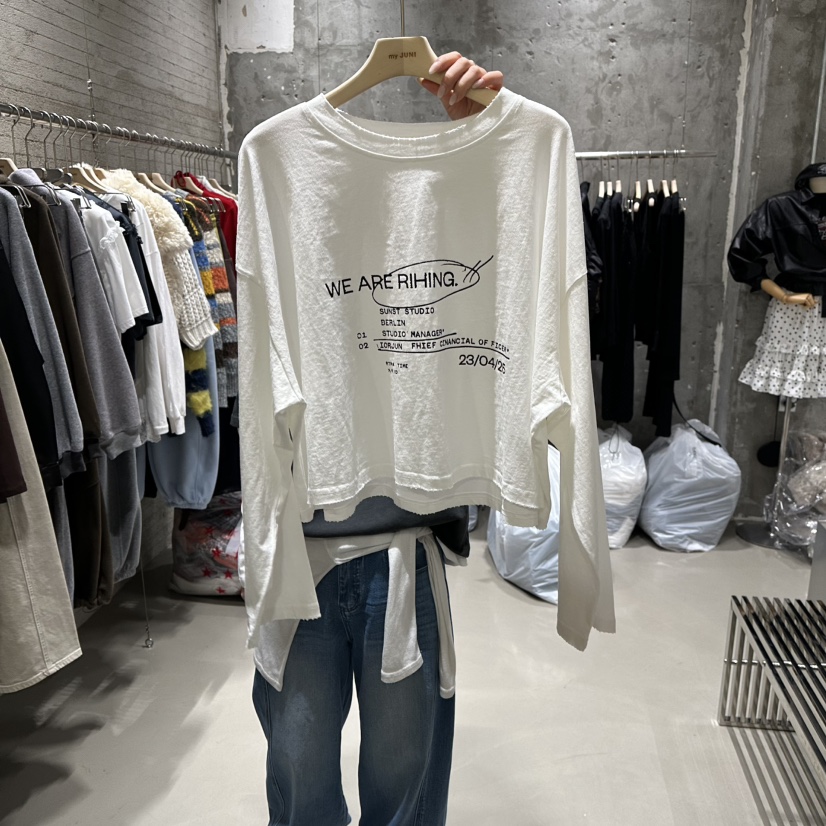 JUNI韓國直郵女裝新款推薦熱賣26春夏休閑時尚人氣長袖T恤my juni長袖T恤圖色1