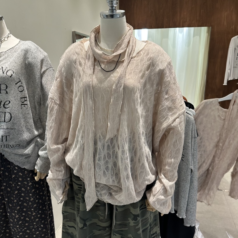 BUCKLE東大門實拍女裝新款熱賣職業襯衫蕾絲衫含圍巾寬松BUCKLE襯衫/蕾絲衫