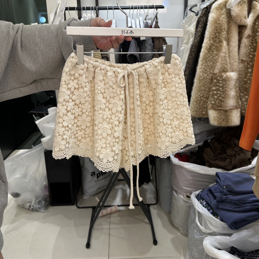 EGG IS韓國代購女士新款熱賣推薦26春夏真品短褲鉤針編織EGG IS短褲圖色1