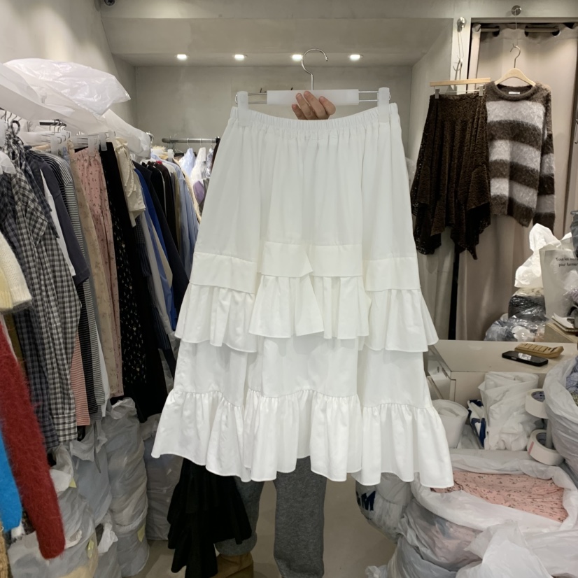 LOGROAD韓國代購女士新款推薦職業時尚26春夏半身裙中短裙褶皺LOG ROAD半身裙/中短裙