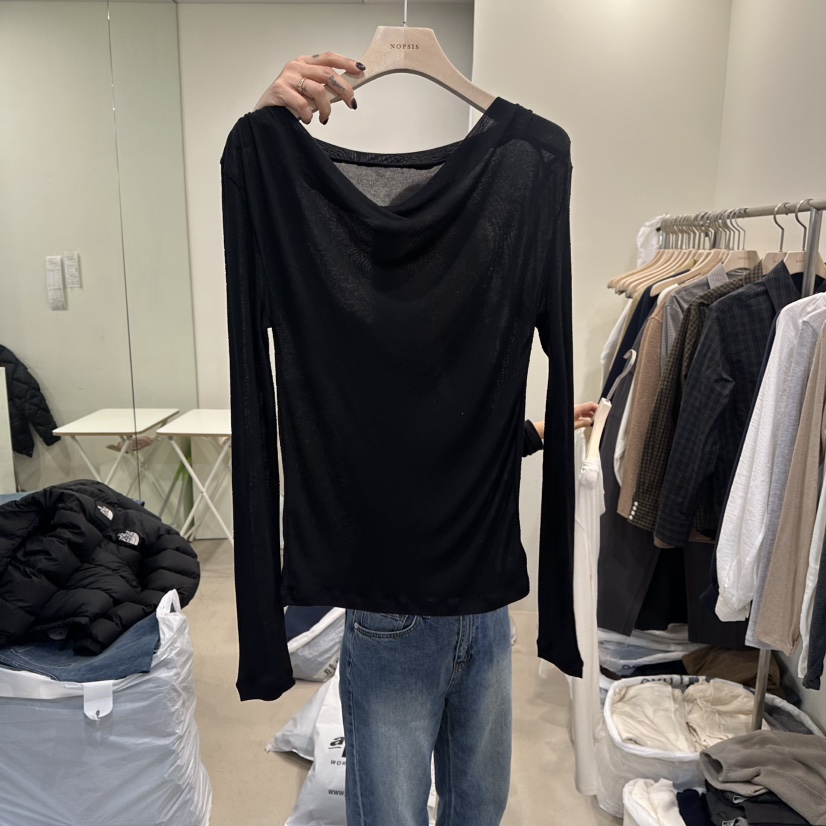 NOPSIS韓國代購女裝新款推薦真品人氣26春夏時尚長袖T恤船領NOPSIS長袖T恤圖色3