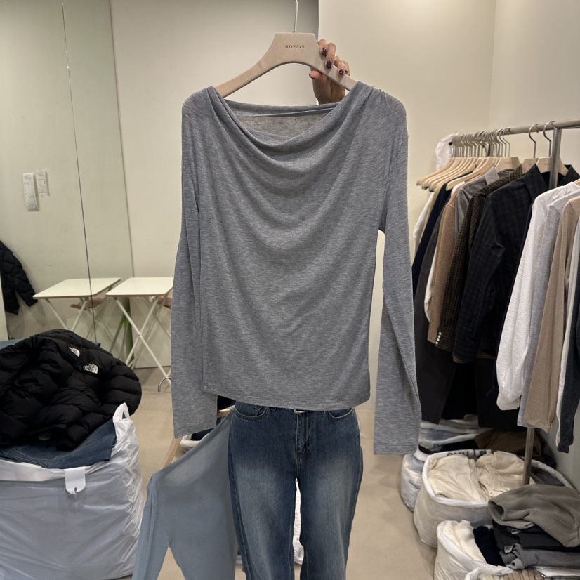 NOPSIS韓國代購女裝新款推薦真品人氣26春夏時尚長袖T恤船領NOPSIS長袖T恤圖色4