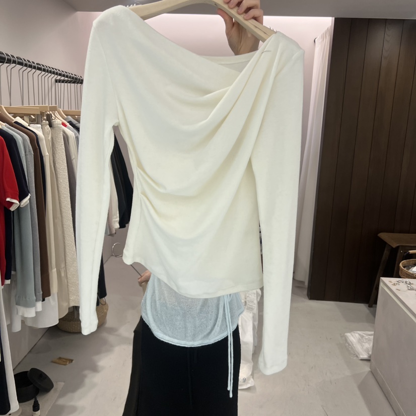 LEGACY東大門代購女裝新品真品職業26春夏時尚長袖T恤褶皺LEGACY長袖T恤圖色3