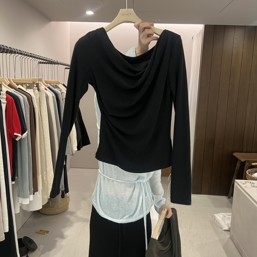LEGACY東大門代購女裝新品真品職業26春夏時尚長袖T恤褶皺LEGACY長袖T恤圖色5