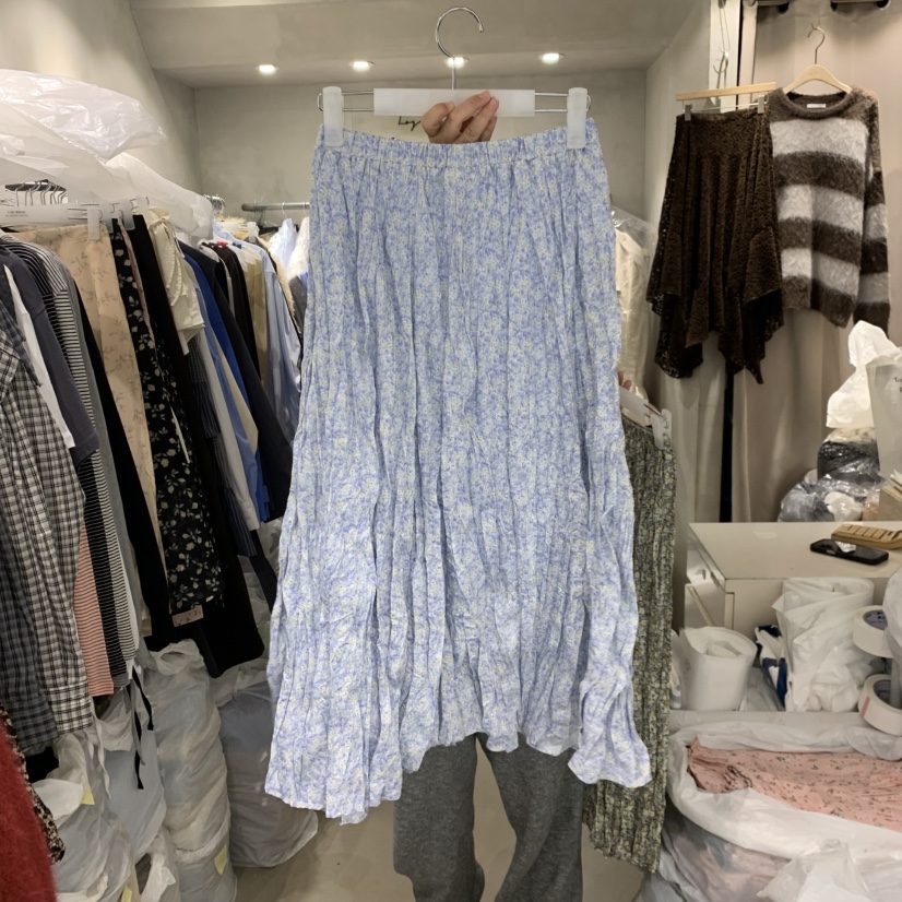 LOGROAD東大門代購女裝新款真品推薦時尚半身裙中短裙褶皺LOG ROAD半身裙/中短裙