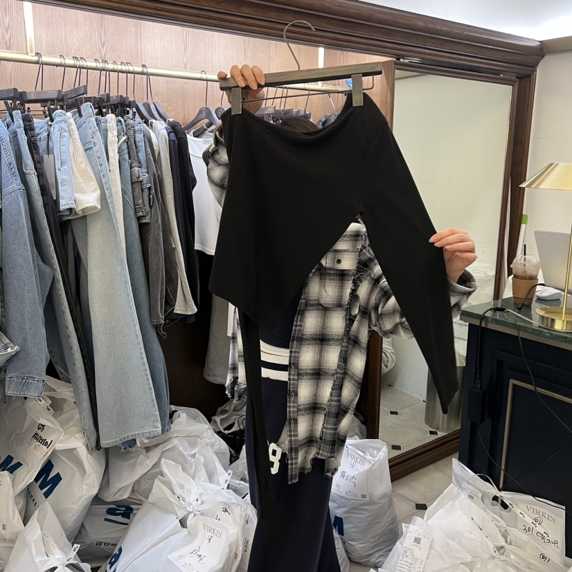 VIRKIN東大門直郵女士新款時尚26春夏真品推薦職業長袖T恤VIRKIN長袖T恤