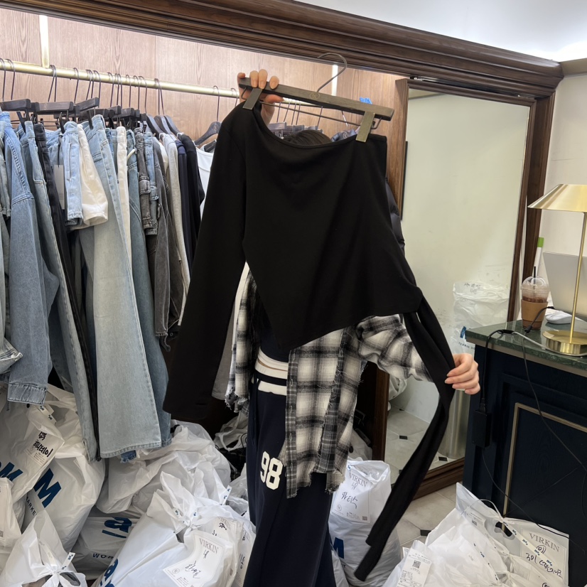 VIRKIN東大門直郵女士新款時尚26春夏真品推薦職業長袖T恤VIRKIN長袖T恤圖色2