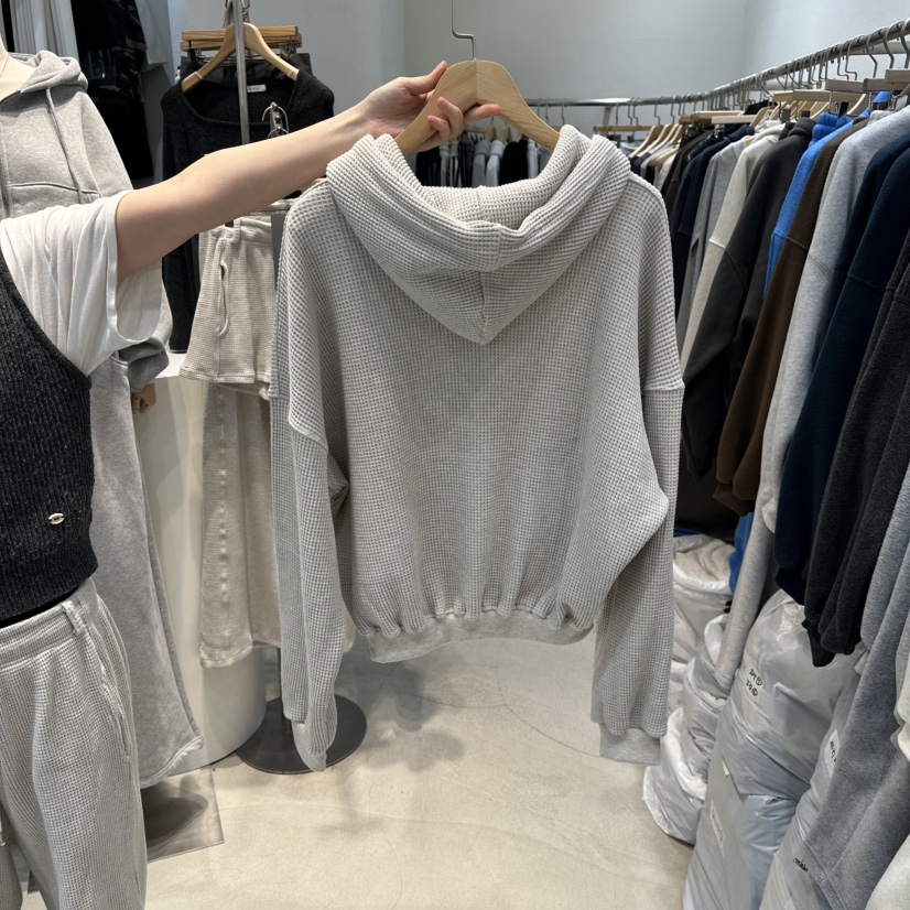 W.FATAL韓國直郵女裝新款真品26春夏夾克連帽拉鏈衫華夫格W.FATAL夾克