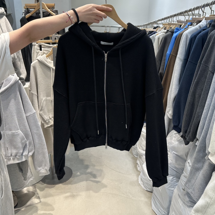 W.FATAL韓國直郵女裝新款真品26春夏夾克連帽拉鏈衫華夫格W.FATAL夾克圖色3