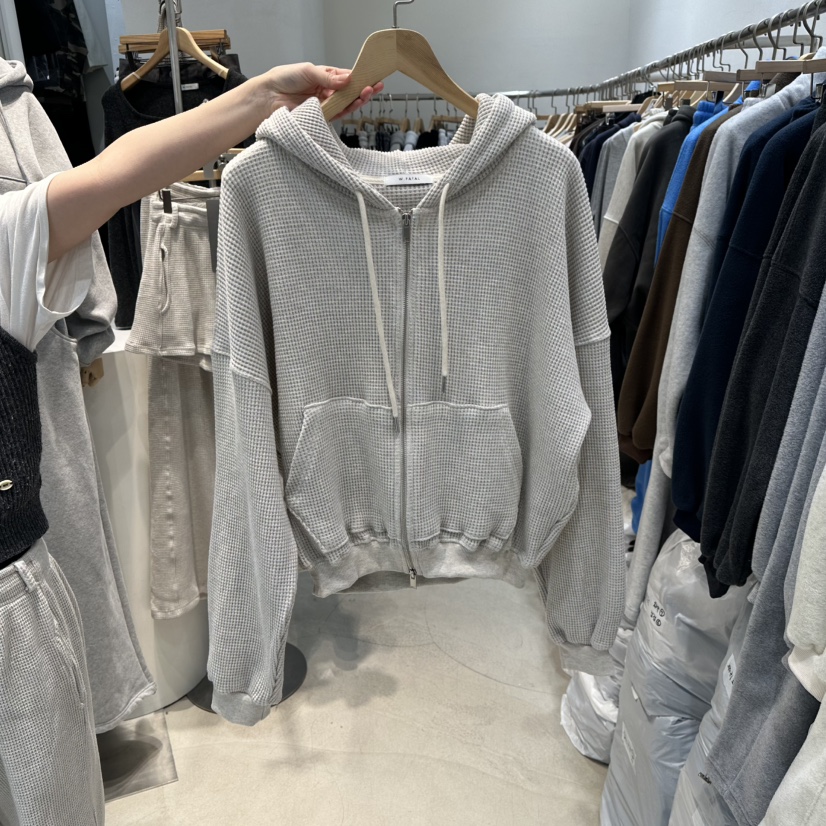 W.FATAL韓國直郵女裝新款真品26春夏夾克連帽拉鏈衫華夫格W.FATAL夾克圖色4燕麥色