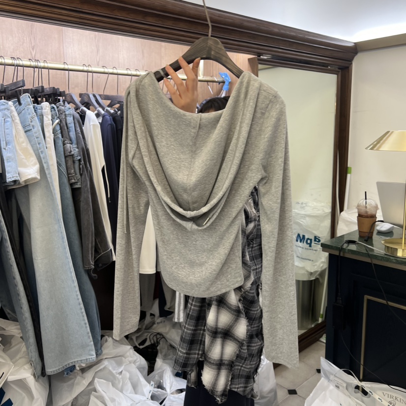 VIRKIN東大門實拍女士新款真品時尚26春夏推薦長袖T恤連帽衫VIRKIN長袖T恤