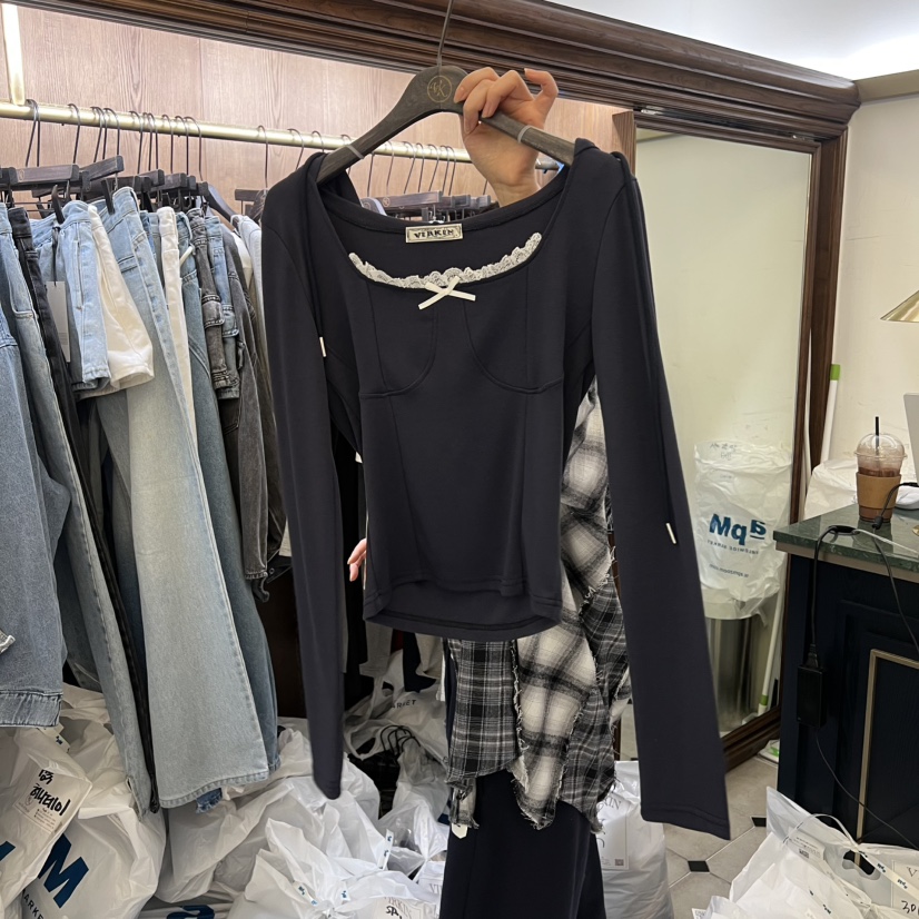 VIRKIN東大門實拍女士新款真品時尚26春夏推薦長袖T恤連帽衫VIRKIN長袖T恤圖色2