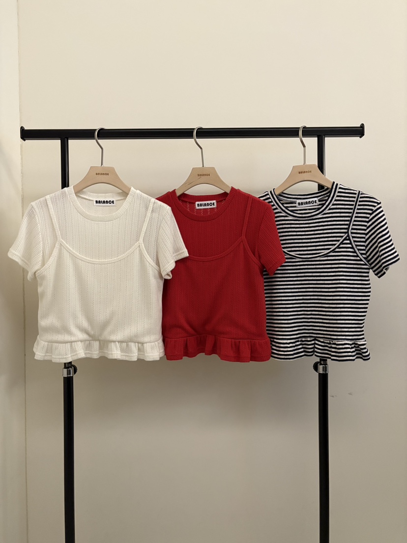 BALANCE韓國直郵女士新品推薦休閑人氣熱賣時尚T恤假兩件BALANCET恤