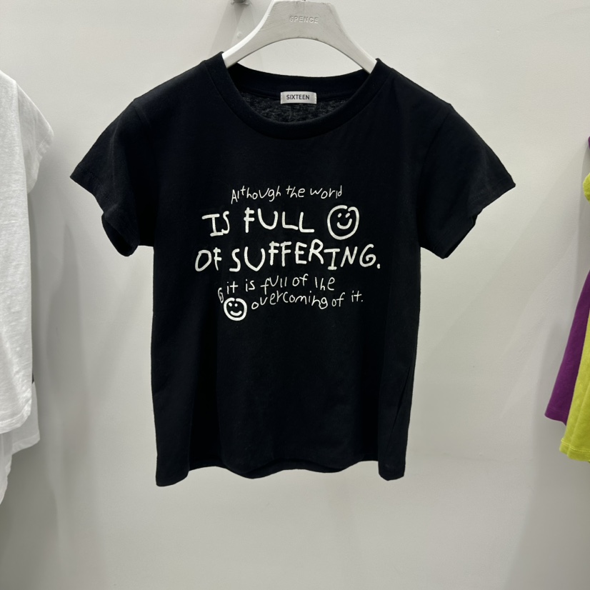 SIXTEEN韓國直郵女裝新款時尚休閑人氣26春夏職業推薦T恤SIXTEENT恤圖色3黑色