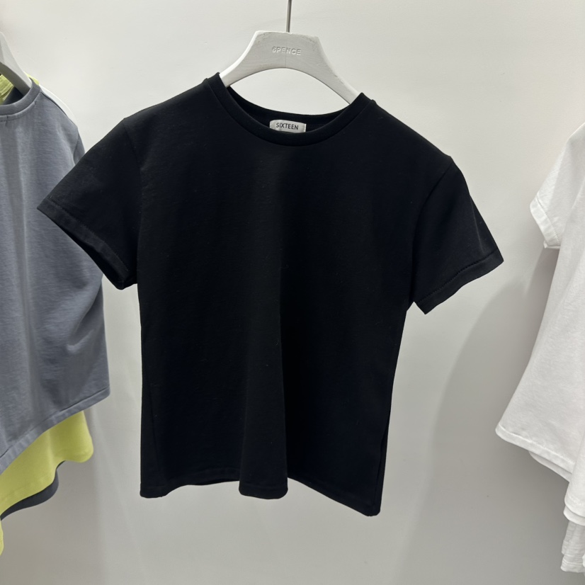 SIXTEEN韓國直郵女裝新品時尚真品熱賣休閑26春夏人氣T恤SIXTEENT恤圖色2黑色