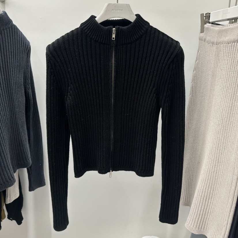 SIXTEEN韓國直郵女裝新品時尚真品26春夏推薦針織衫拉鏈羅紋SIXTEEN針織衫圖色3黑色