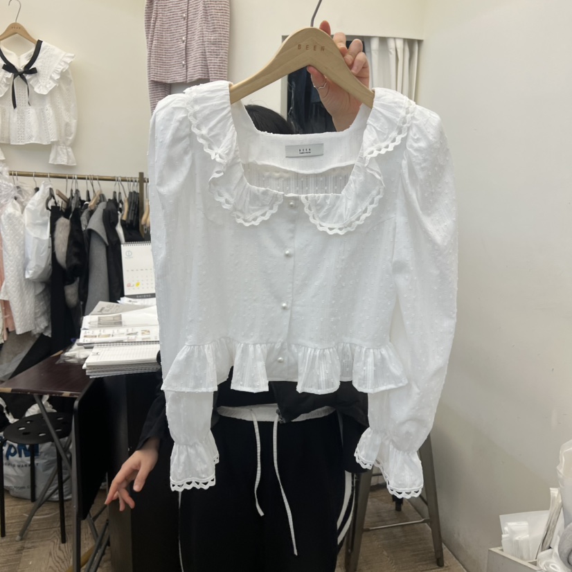 BEEN-A韓國直郵女裝新款26春夏時尚休閑職業人氣襯衫蕾絲衫BEEN-A襯衫/蕾絲衫圖色2