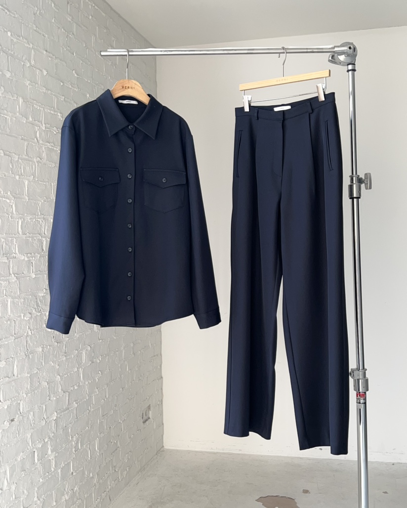 VERNI東大門代購女裝新款人氣休閑26春夏職業襯衫蕾絲衫口袋VERNI襯衫/蕾絲衫