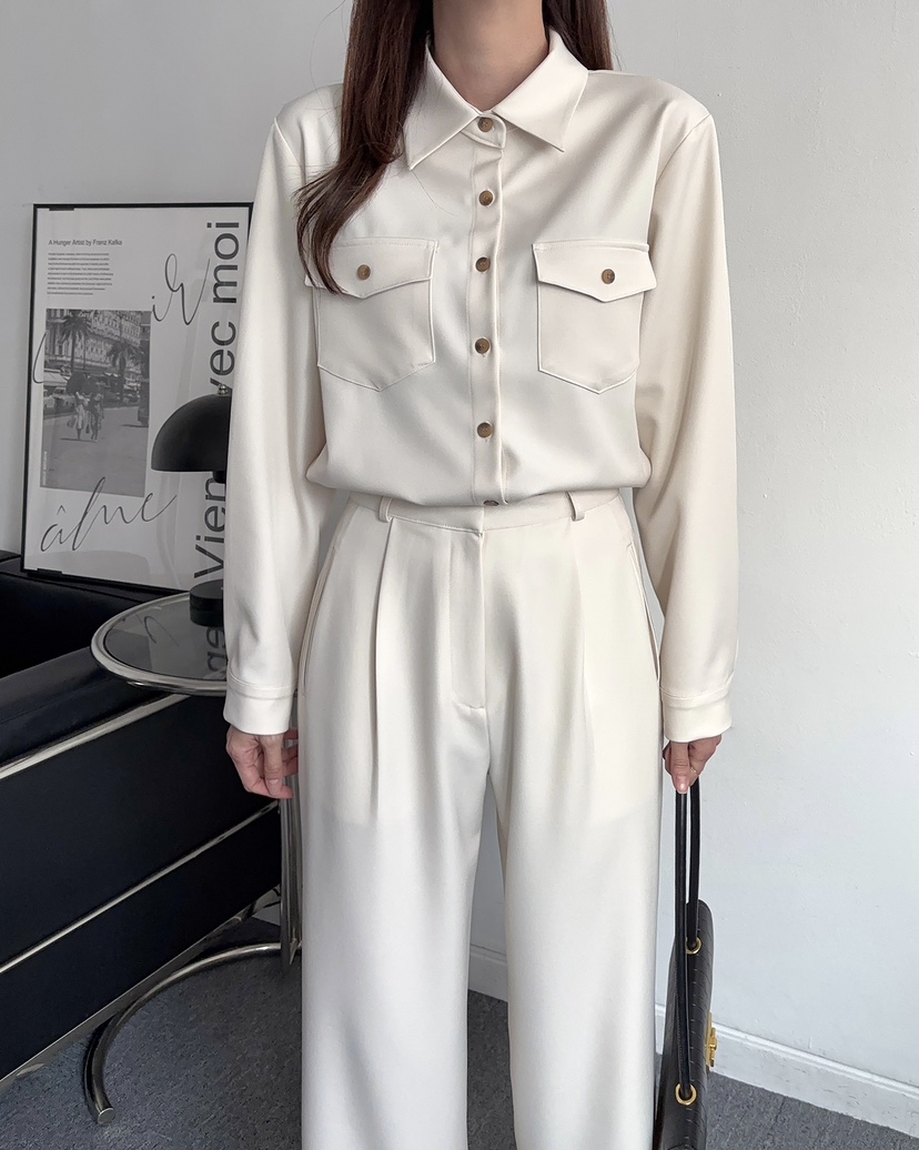 VERNI東大門代購女裝新款人氣休閑26春夏職業襯衫蕾絲衫口袋VERNI襯衫/蕾絲衫