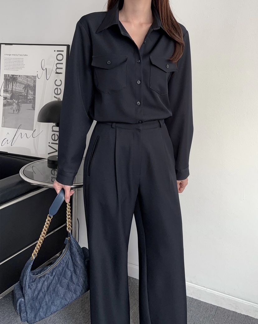 VERNI東大門代購女裝新款人氣休閑26春夏職業襯衫蕾絲衫口袋VERNI襯衫/蕾絲衫