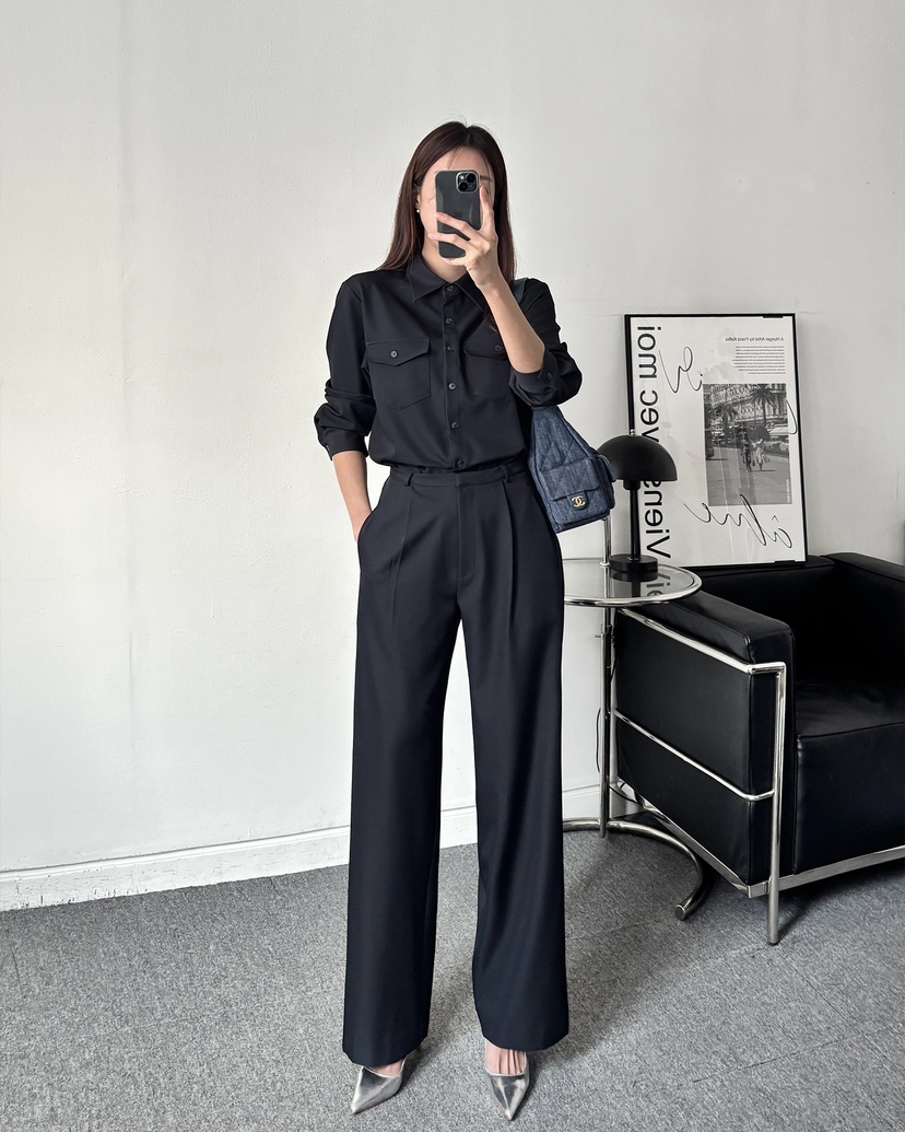 VERNI東大門代購女裝新款人氣休閑26春夏職業襯衫蕾絲衫口袋VERNI襯衫/蕾絲衫