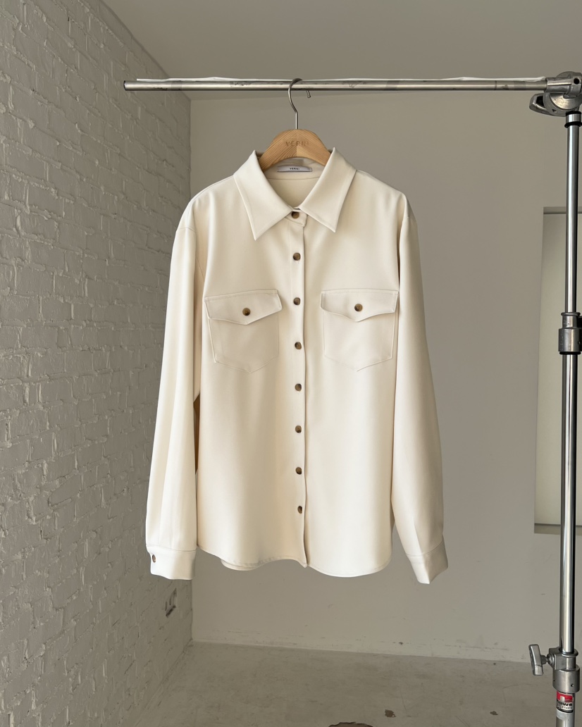 VERNI東大門代購女裝新款人氣休閑26春夏職業襯衫蕾絲衫口袋VERNI襯衫/蕾絲衫圖色1