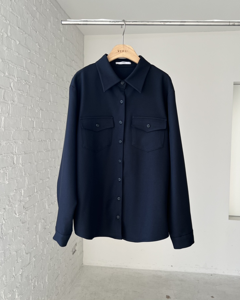 VERNI東大門代購女裝新款人氣休閑26春夏職業襯衫蕾絲衫口袋VERNI襯衫/蕾絲衫圖色2