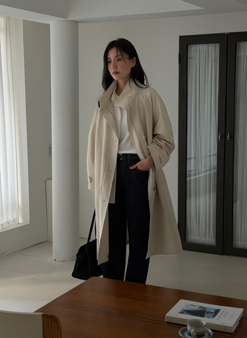 AMY GRACE韓國代購女士新款休閑真品人氣中長款大衣含腰帶AMY GRACE中長款大衣