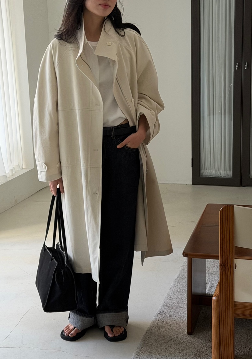 AMY GRACE韓國代購女士新款休閑真品人氣中長款大衣含腰帶AMY GRACE中長款大衣