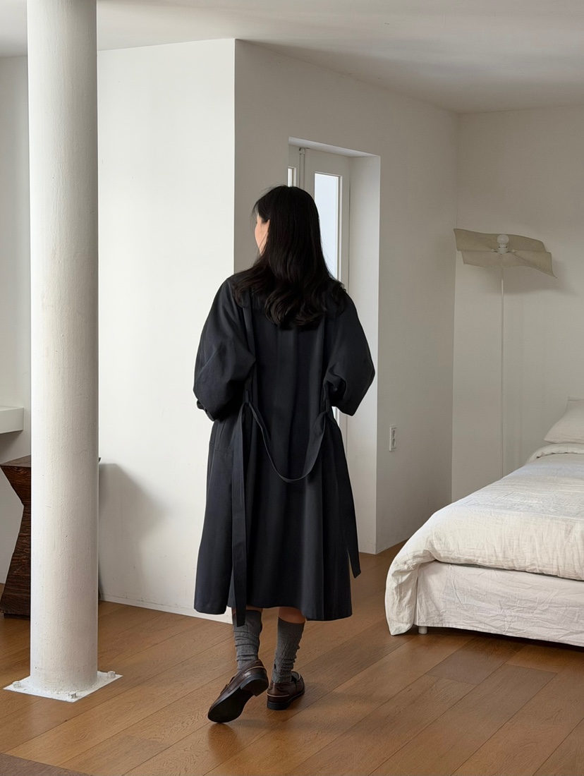 AMY GRACE韓國代購女士新款休閑真品人氣中長款大衣含腰帶AMY GRACE中長款大衣