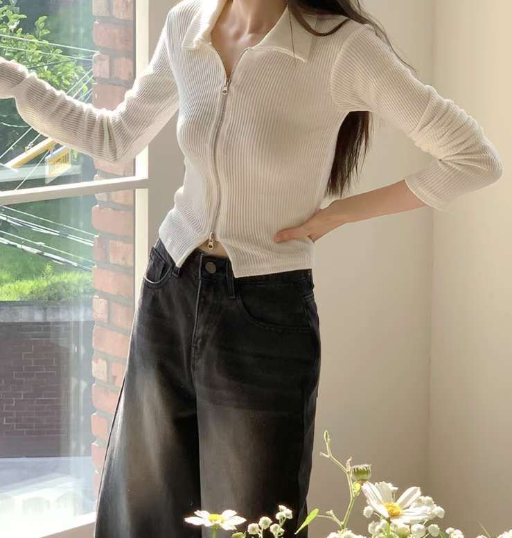 BBIBBICO韓國直郵女士新品推薦真品人氣時尚休閑針織衫拉鏈BBIBBICO針織衫