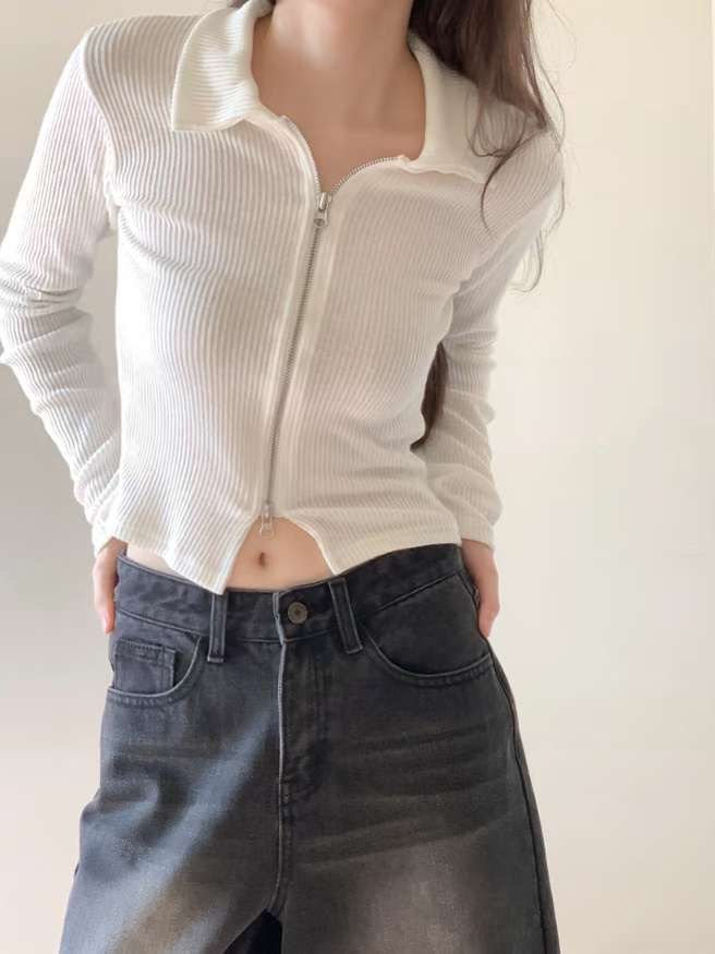 BBIBBICO韓國直郵女士新品推薦真品人氣時尚休閑針織衫拉鏈BBIBBICO針織衫圖色1