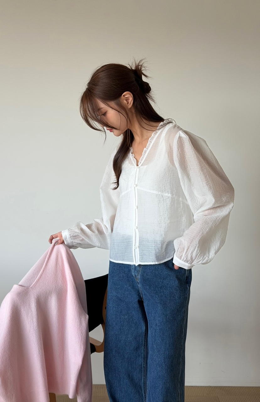 AMY GRACE韓國代購女裝新款人氣休閑時尚推薦襯衫蕾絲衫AMY GRACE襯衫/蕾絲衫