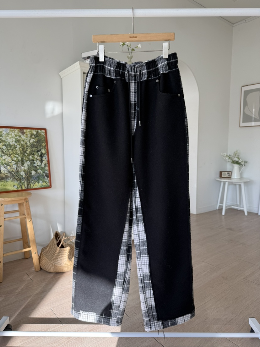 SOLAR韓國直郵女裝新款真品熱賣推薦休閑職業時尚休閑褲格子SOLAR休閑褲圖色1