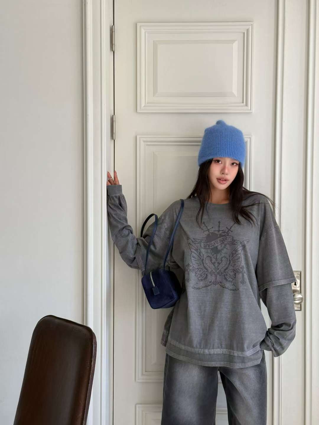 BBIBBICO韓國代購女士新款人氣休閑時尚真品26春夏長袖T恤BBIBBICO長袖T恤圖色1