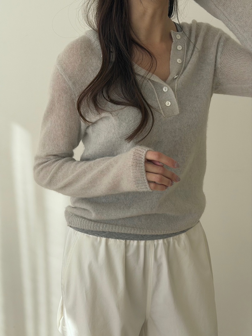 AMY GRACE韓國代購女士新品26春夏熱賣真品時尚針織衫紐扣AMY GRACE針織衫