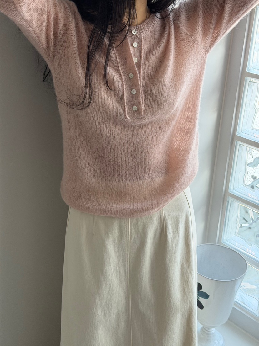 AMY GRACE韓國代購女士新品26春夏熱賣真品時尚針織衫紐扣AMY GRACE針織衫