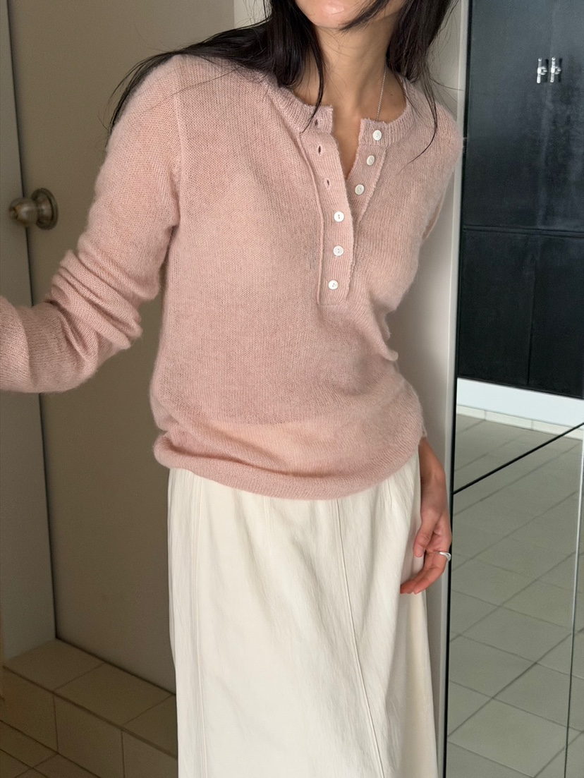 AMY GRACE韓國代購女士新品26春夏熱賣真品時尚針織衫紐扣AMY GRACE針織衫