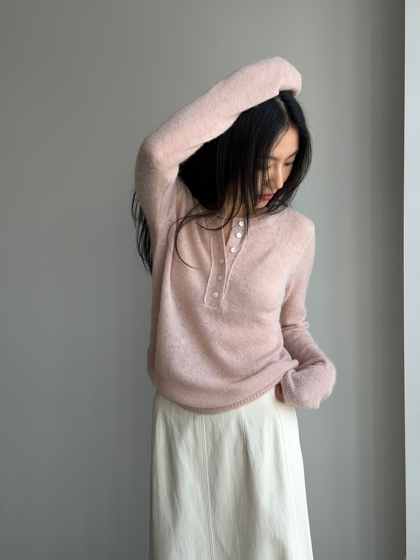 AMY GRACE韓國代購女士新品26春夏熱賣真品時尚針織衫紐扣AMY GRACE針織衫