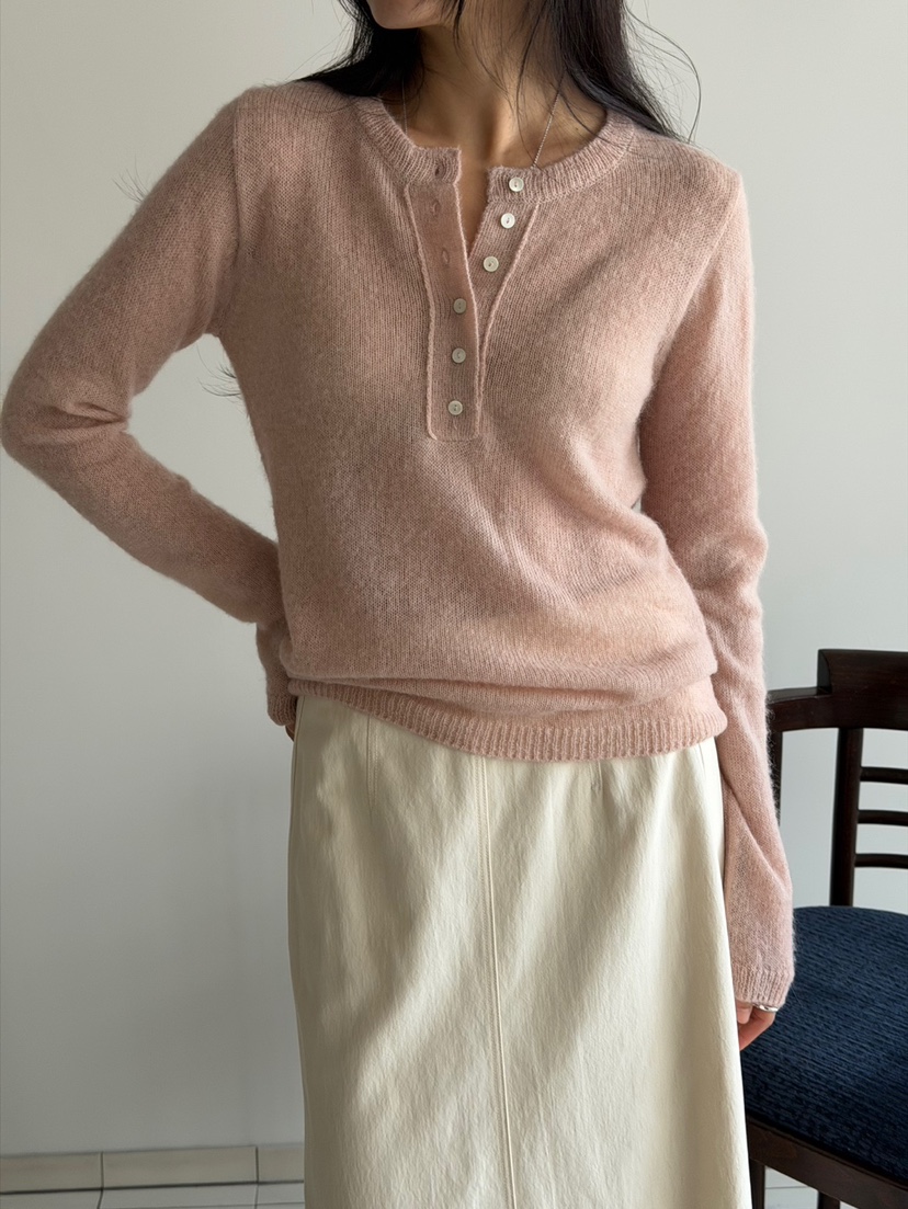 AMY GRACE韓國代購女士新品26春夏熱賣真品時尚針織衫紐扣AMY GRACE針織衫