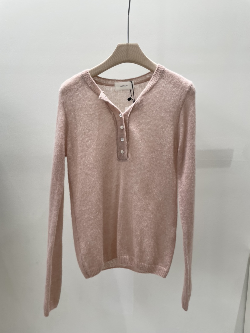 AMY GRACE韓國代購女士新品26春夏熱賣真品時尚針織衫紐扣AMY GRACE針織衫圖色2